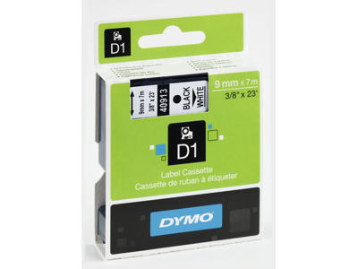 Dymo tape 40913/41913 9mm sort/hvid
