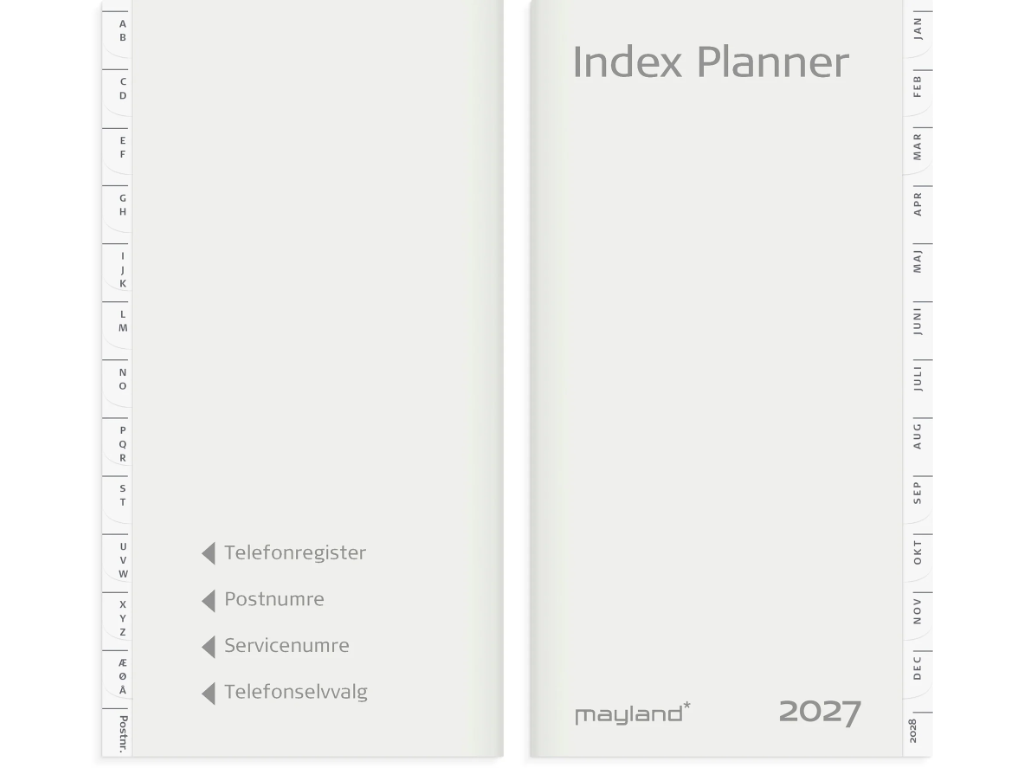 Index Planner månedskalender REFILL + tlf.reg. 2027