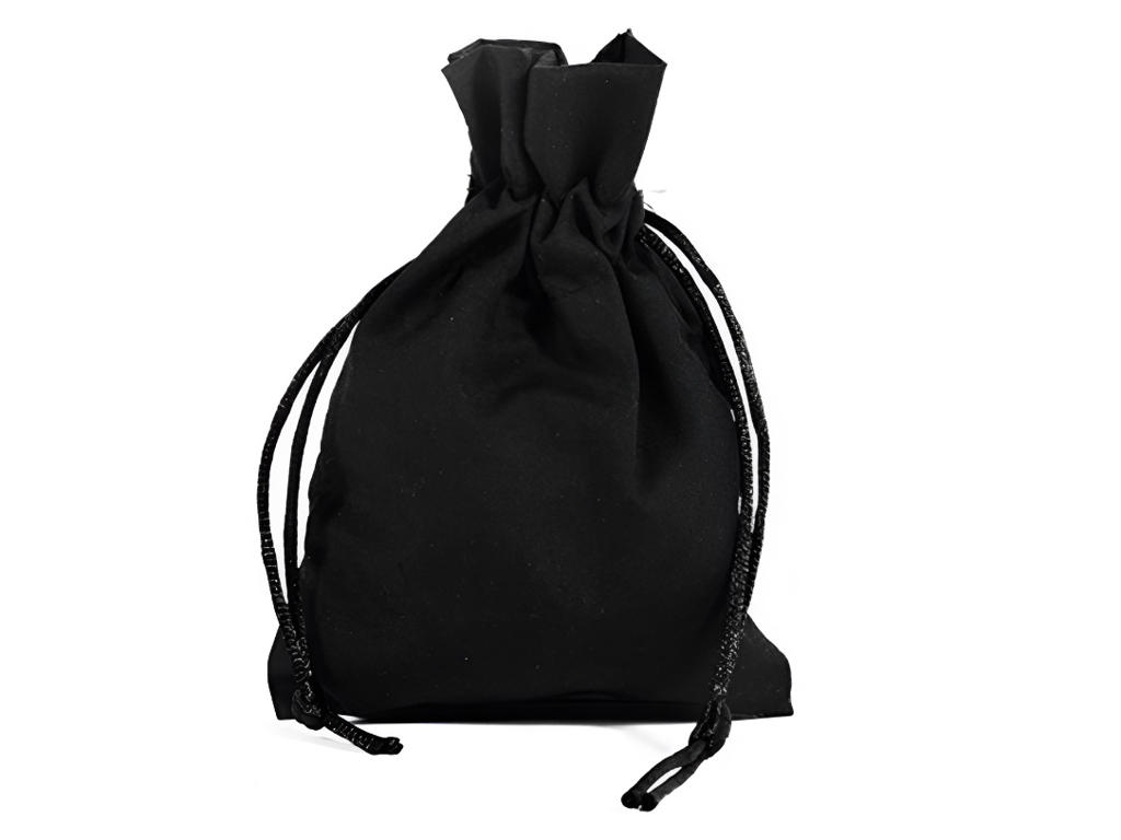 Bomuldspose 10x12+2 cm sort med snoretræk 100 stk