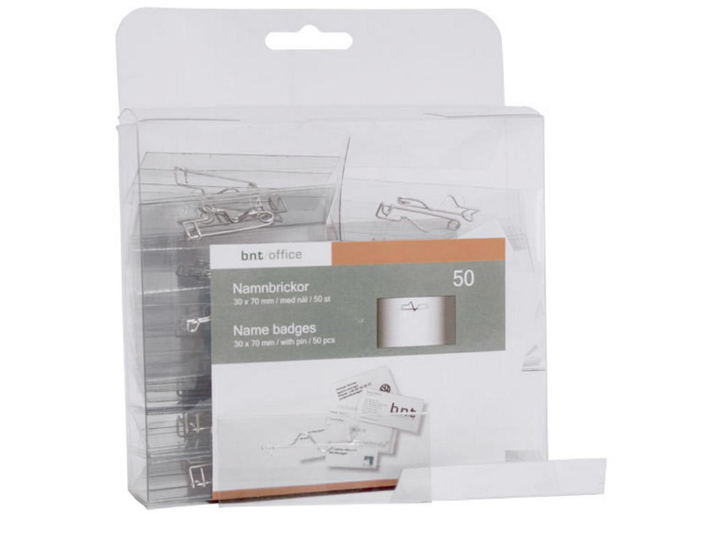 Navneskilt 30x70mm m/nål