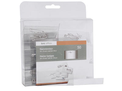 Navneskilt 30x70mm m/nål