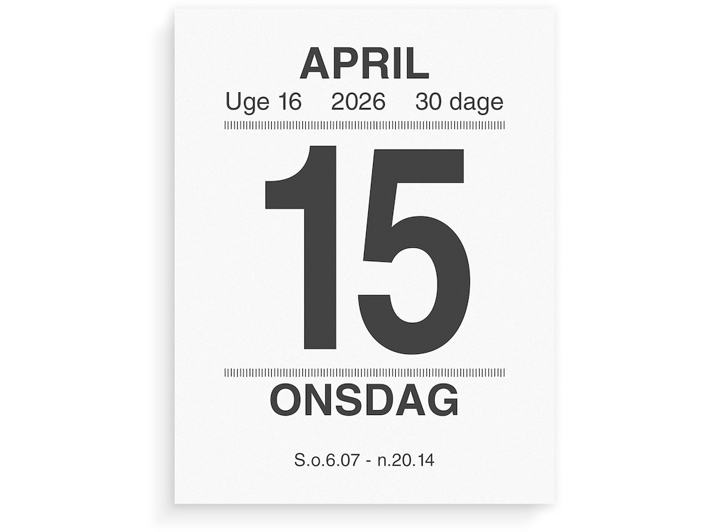 Broderikalender m/split og bagsidetekst 2026