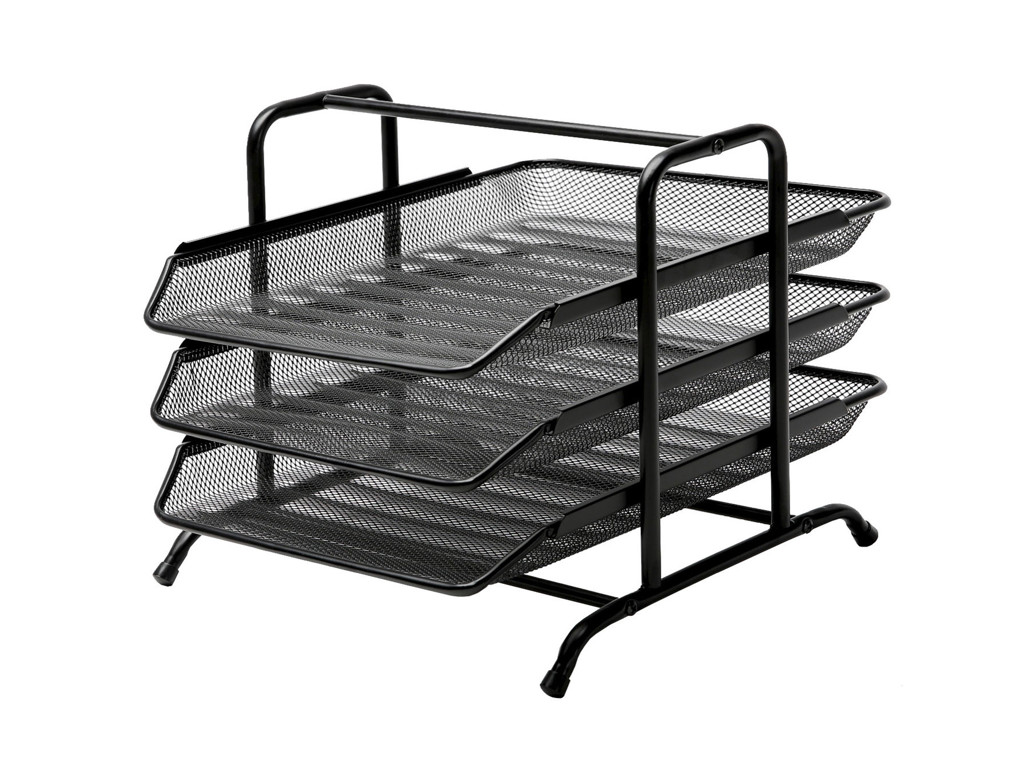 Brevbakkesæt tråd metal med 3 bakker sort