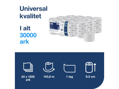 Toiletpapir Tork T7 472620 Mid-Size OptiServe Universal 1-lags 24 rl