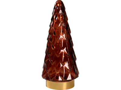 Juletræ i glas 10,5x24,5cm klar bordeaux m/10 LED lys 