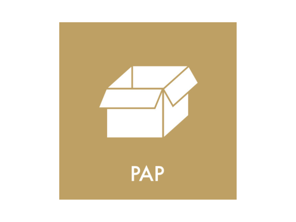 Affaldspiktogram PAP | 12x12cm | Selvklæbende Folie | Brun