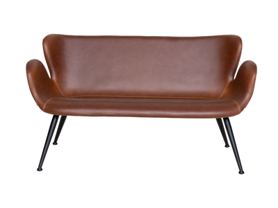 Loungesofa 2 pers. kastanje PU læder /sort stel