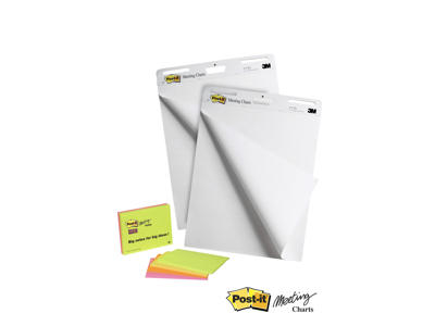 Flipoverpapir Post-it 2 blanke blokke +4 Meeting Notes