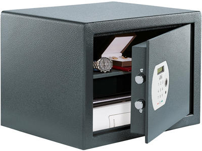 Pure-safe værdiskab, nøgle, elektronisk og fingerprint lås. 320 x 280 X 440 X 350 mm, 19,2 kg.