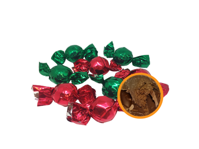 Chokoladekugler med fyld | Hasselnød | Rød/Grøn | 1 kg