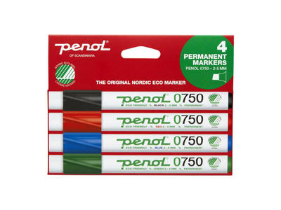 Marker Penol 0750 ass. farver 4 stk.