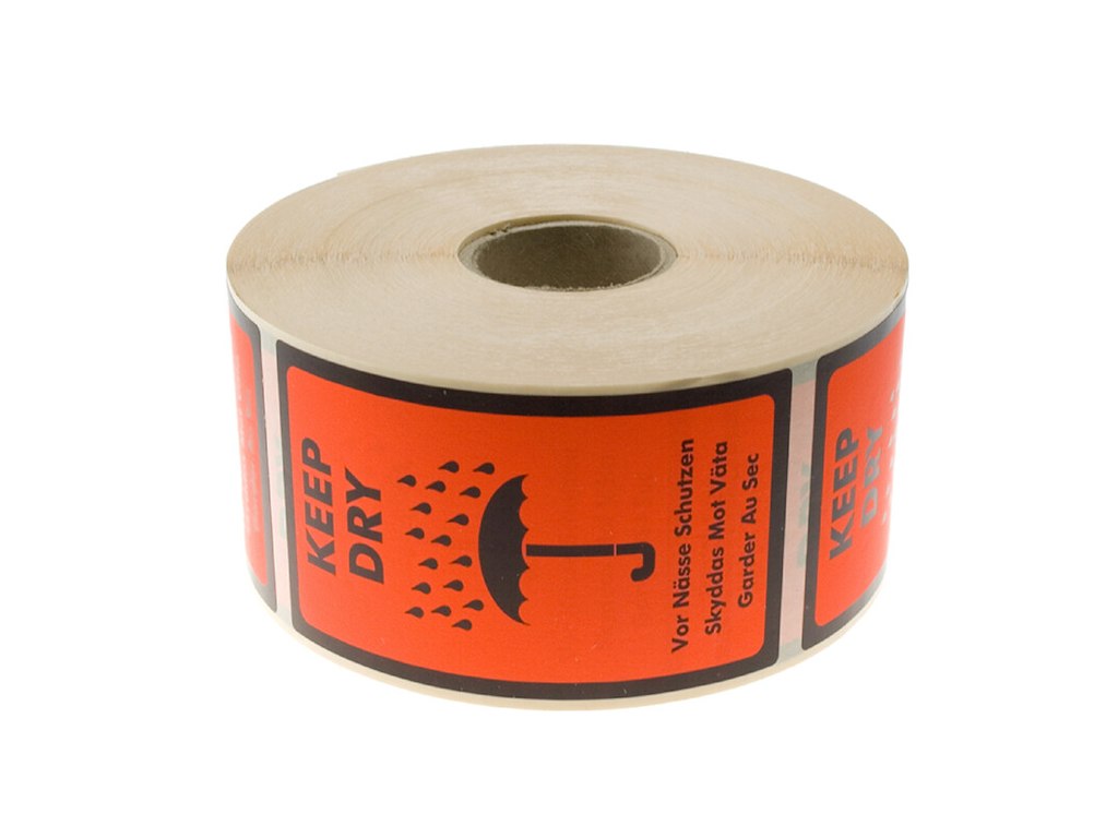 Etiket med tekst Keep Dry 1000 stk