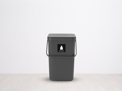 Affaldspiktogram RESTAFFALD | 12x12cm | Selvklæbende Folie | Sort