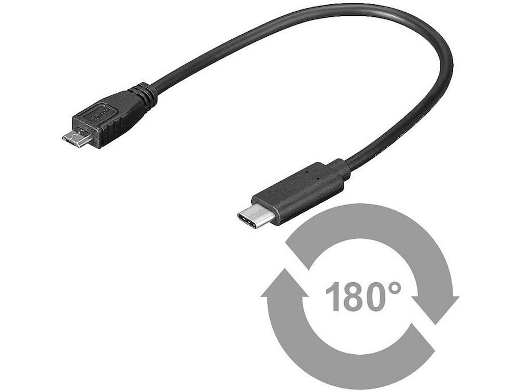 USB-C to USB2.0 Micro B 0.2M, Black, for synching and
charging