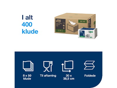 Aftørringsklud Tork W8 90145 Premium hvid 400 stk. 