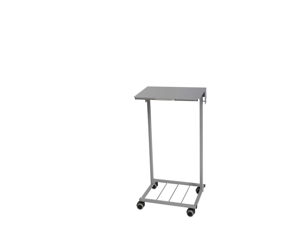 Affaldsstativ sølvfarvet med låg + 4 hjul