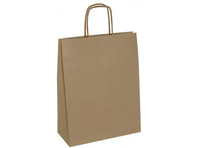 Bærepose papir brun 180x80x220mm 4,5 liter med snoet hank 300 stk