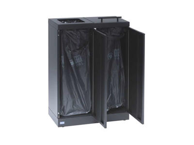 Affaldsbeholder Bica 2x65L 1xåben+1xlåg antracit