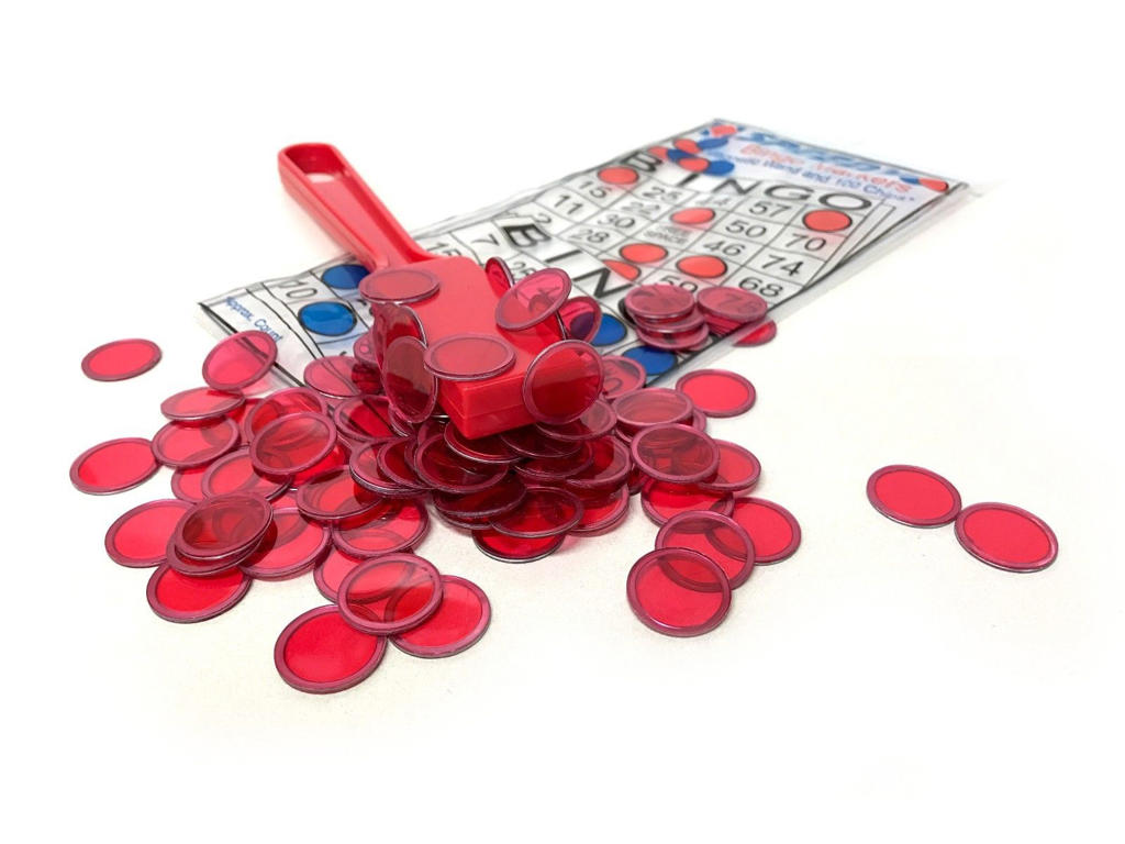 Magnet med 100 dækbrikker rød