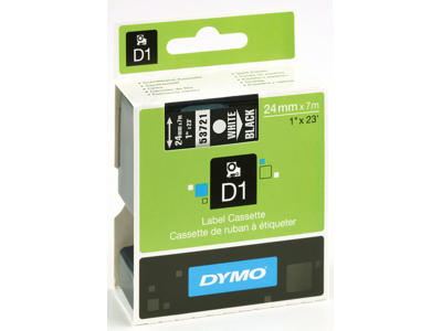 Dymo tape 53721 24mm hvid/sort