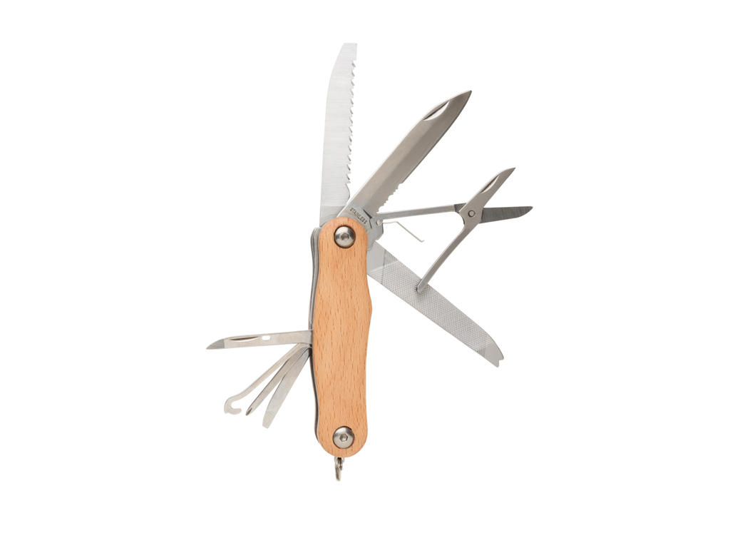 Lommekniv med træsider, brun