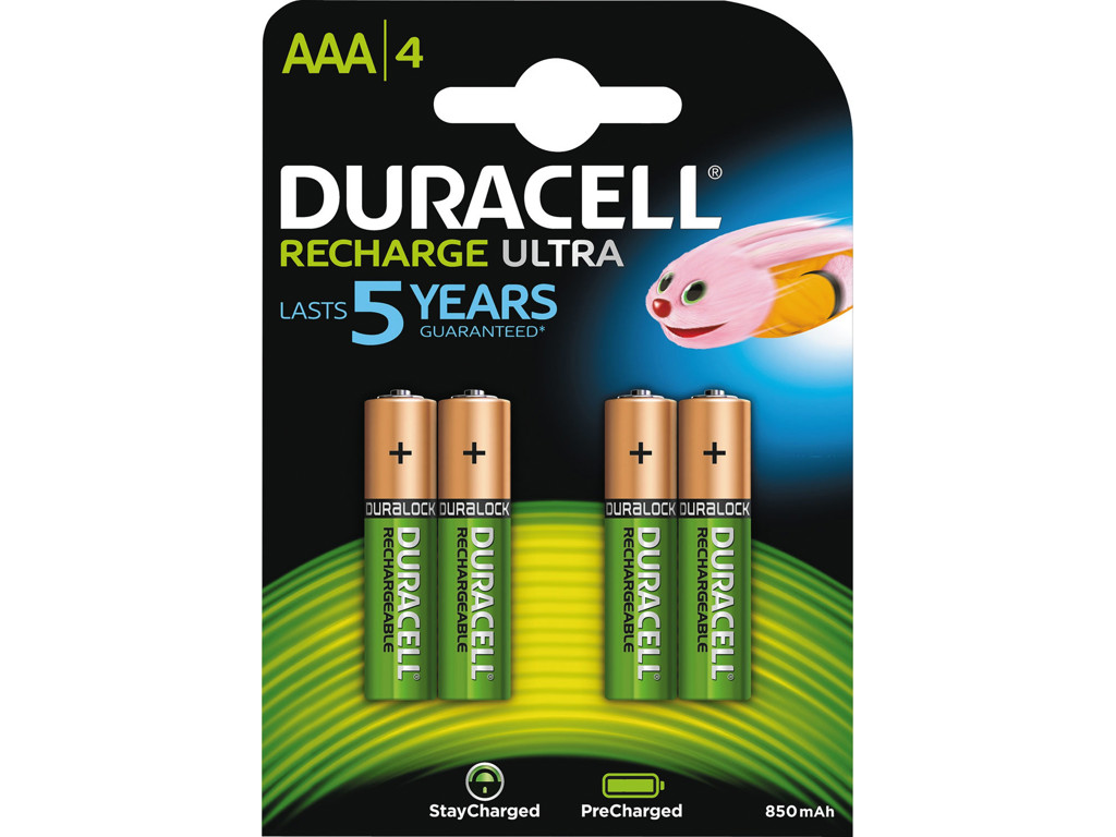 Batteri Duracell genopladelig AAA 900 mAh 4 stk