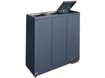 Affaldsbeholder Bica 3x65L 2xåben+1xlåg og pedal antracit