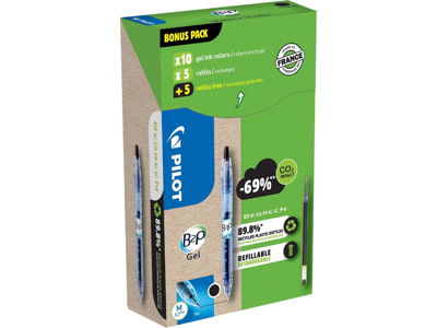 Pilot gelpen B2P 0,7 mm sort 10 stk+10 refills