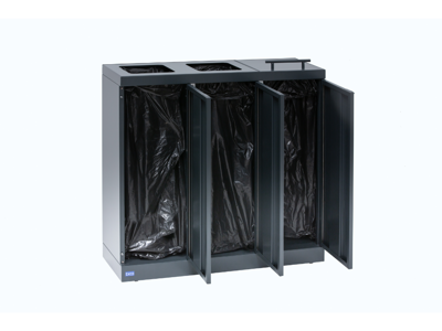 Affaldsbeholder Bica 3x45L 2xåben+1xlåg sort