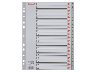 Talregister A4 Esselte 1-20 grå