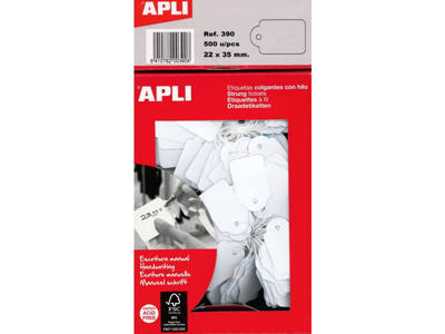 Hængemærker 22 x 35mm med snor 500 stk