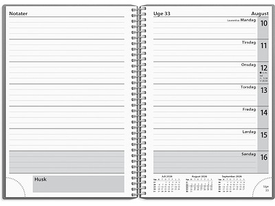 Ugekalender tværformat grå PP-plast 2026
