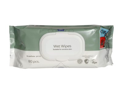 Vådserviet 18x20cm med plastlåg 80 stk