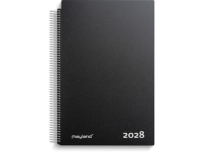 Aftalekalender A4 dag sort PP-plast 2028