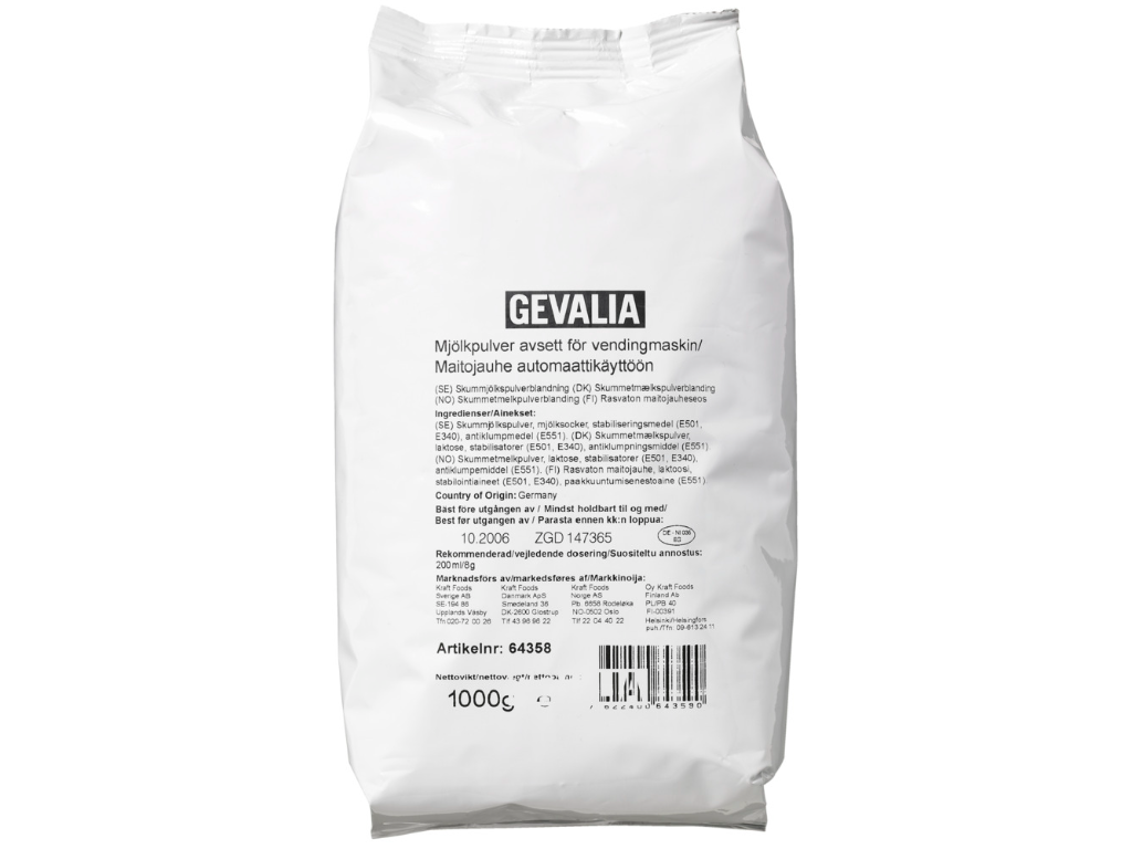 Skummetmælkspulver Gevalia automat 1 kg