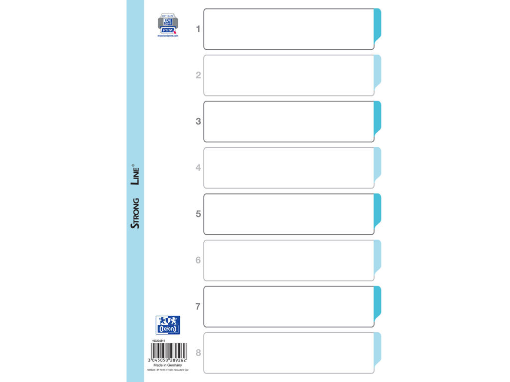 Talregister A4 Strongline 1-8 hvid