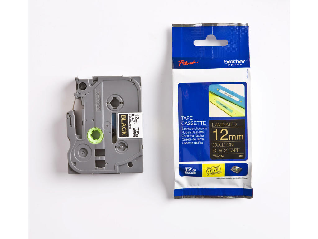 Brother tape TZe334 12mm guld/sort